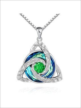 Celtic Trinity Knot Pendant Necklace, 925 Sterling Silver, Austria Crystal